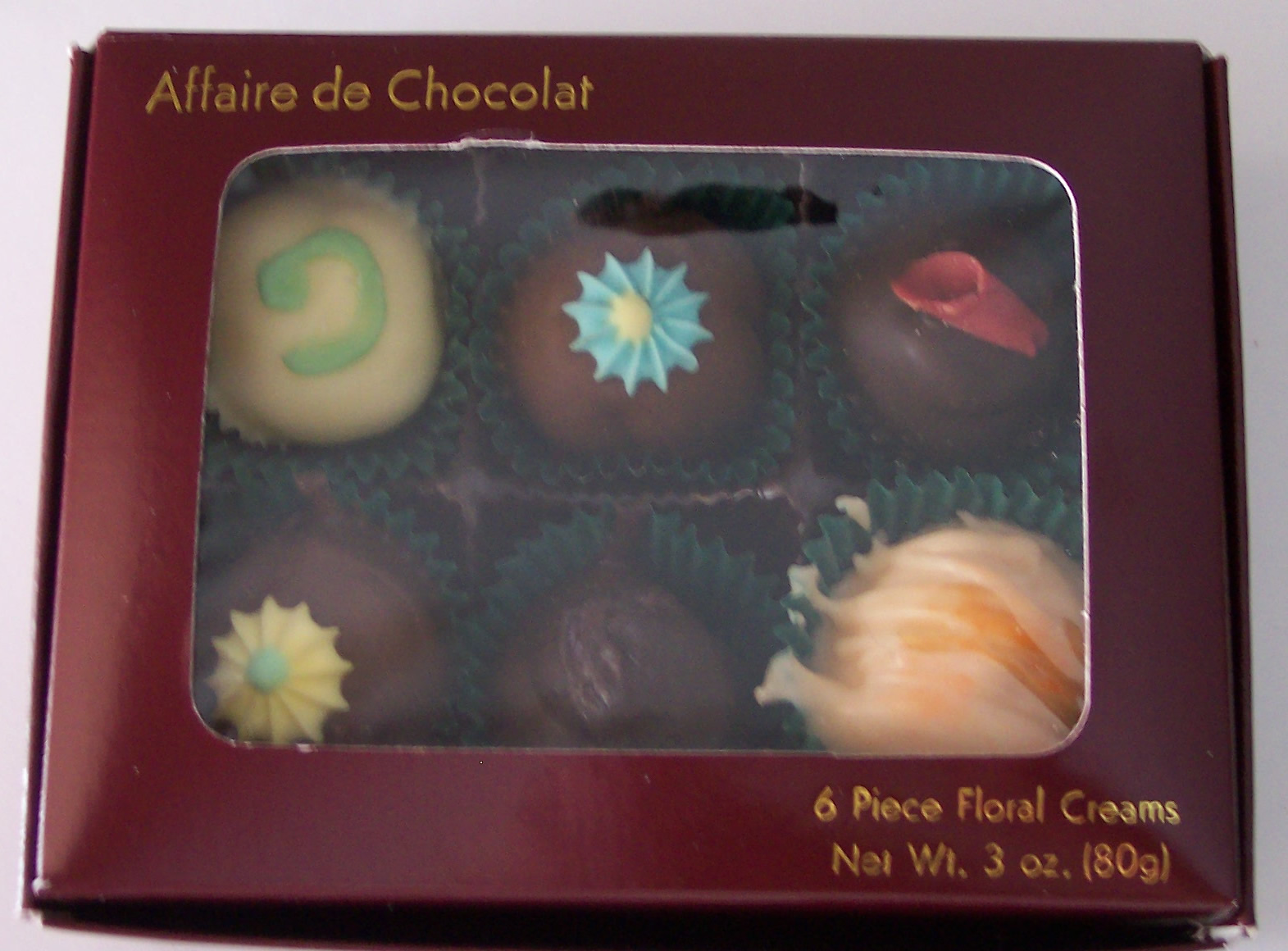 6 Piece Floral Cream Chocolates